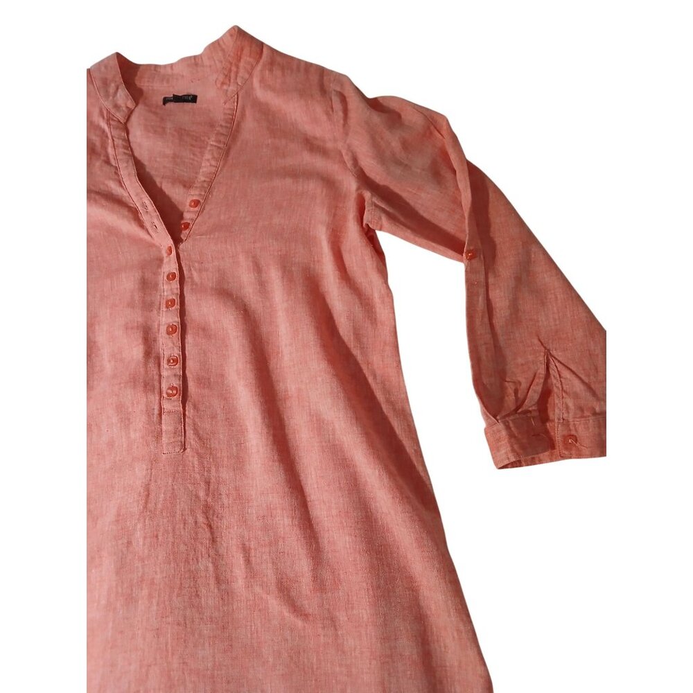 For Cynthia Womens Coral Linen Tunic Top Button Front 3/4 Sleeves Size XL Plus - Picture 5 of 13